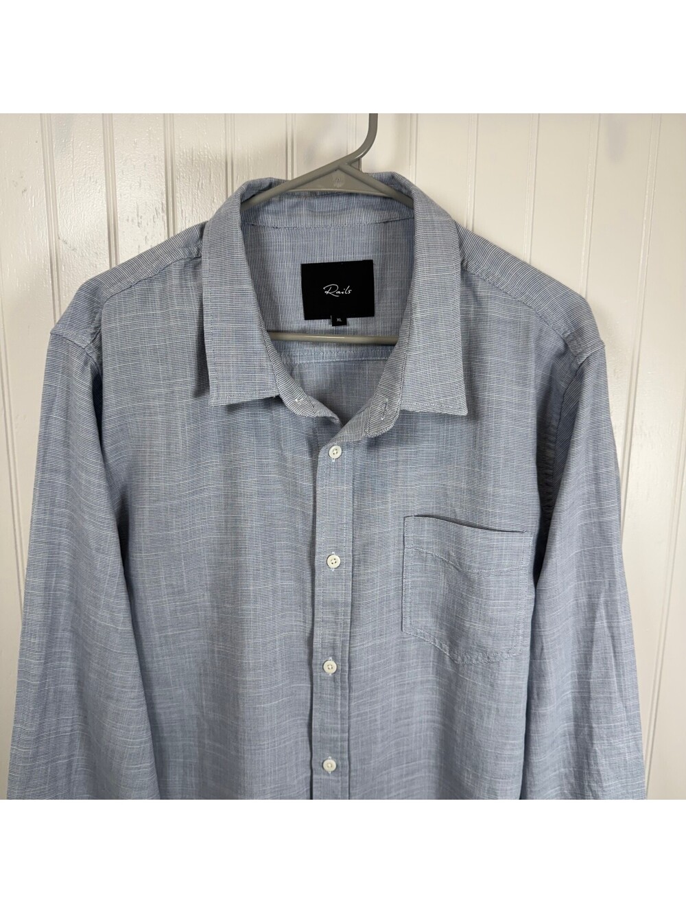 Rails Wyatt Tidal Etch Light Blue Gray 100% Cotton Button-Up Shirt XL